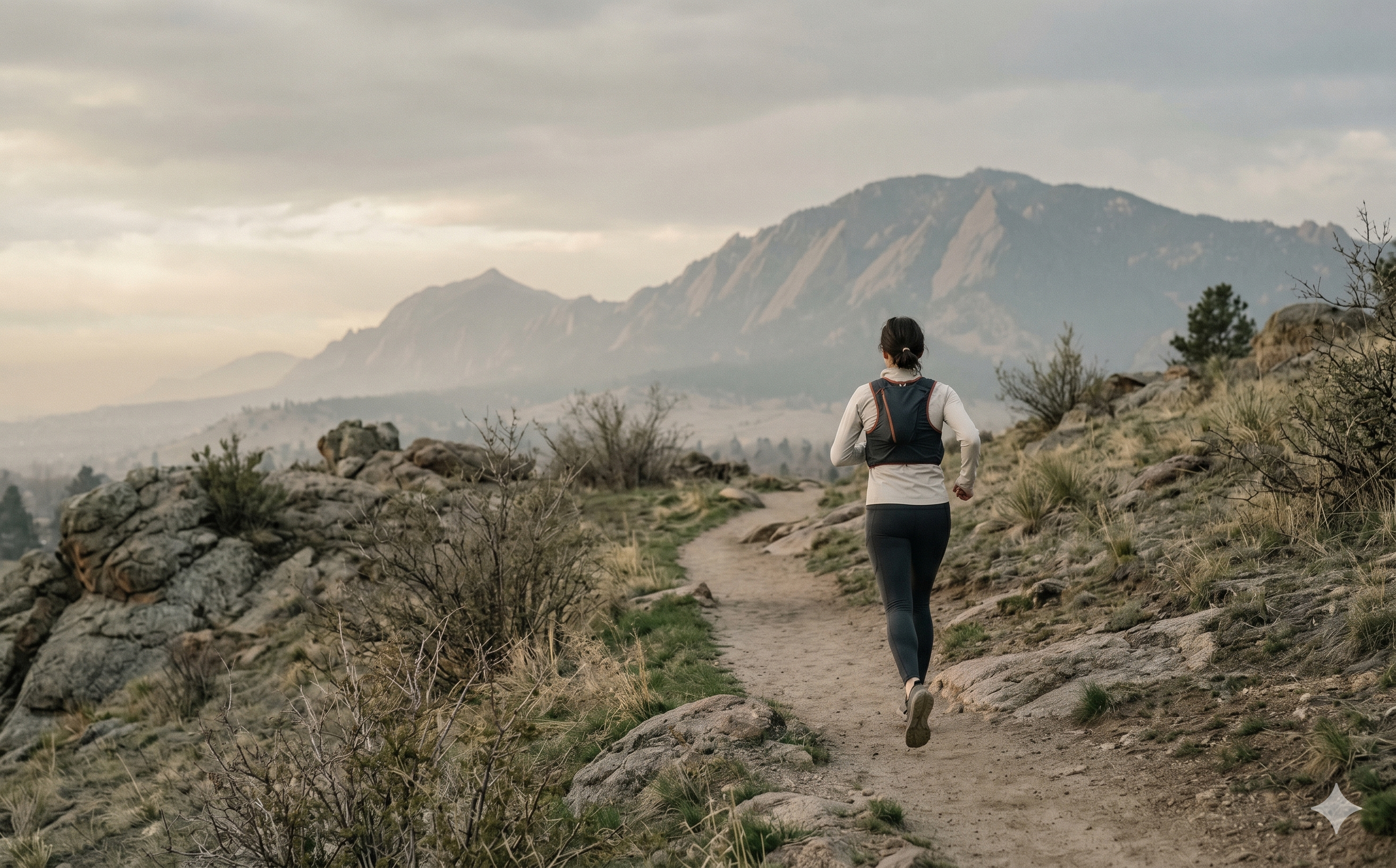 Runners setting off from the Chautauqua trailhead at dawn